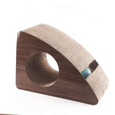 PAKEWAY Middle Triangle  Cat Scratcher Pad with Catnip Cat Bed Cardboard Lounge Hammock Cat Toy with ball