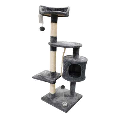 PAKEWAY Short Plush High Quality Middle Size Dark Grey Cat Trees Cat Condo