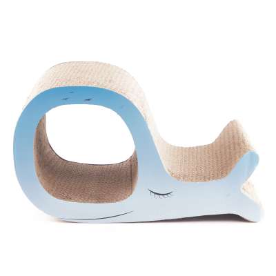 PAKEWAY Whale Shape Paper Cat Scratching Toy Board Corrugated Cardboard Cat Scratcher